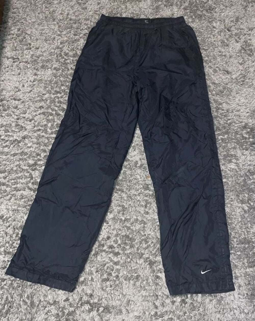 Nike Vintage Jersey Lined Track Pants Black Ankle Zip